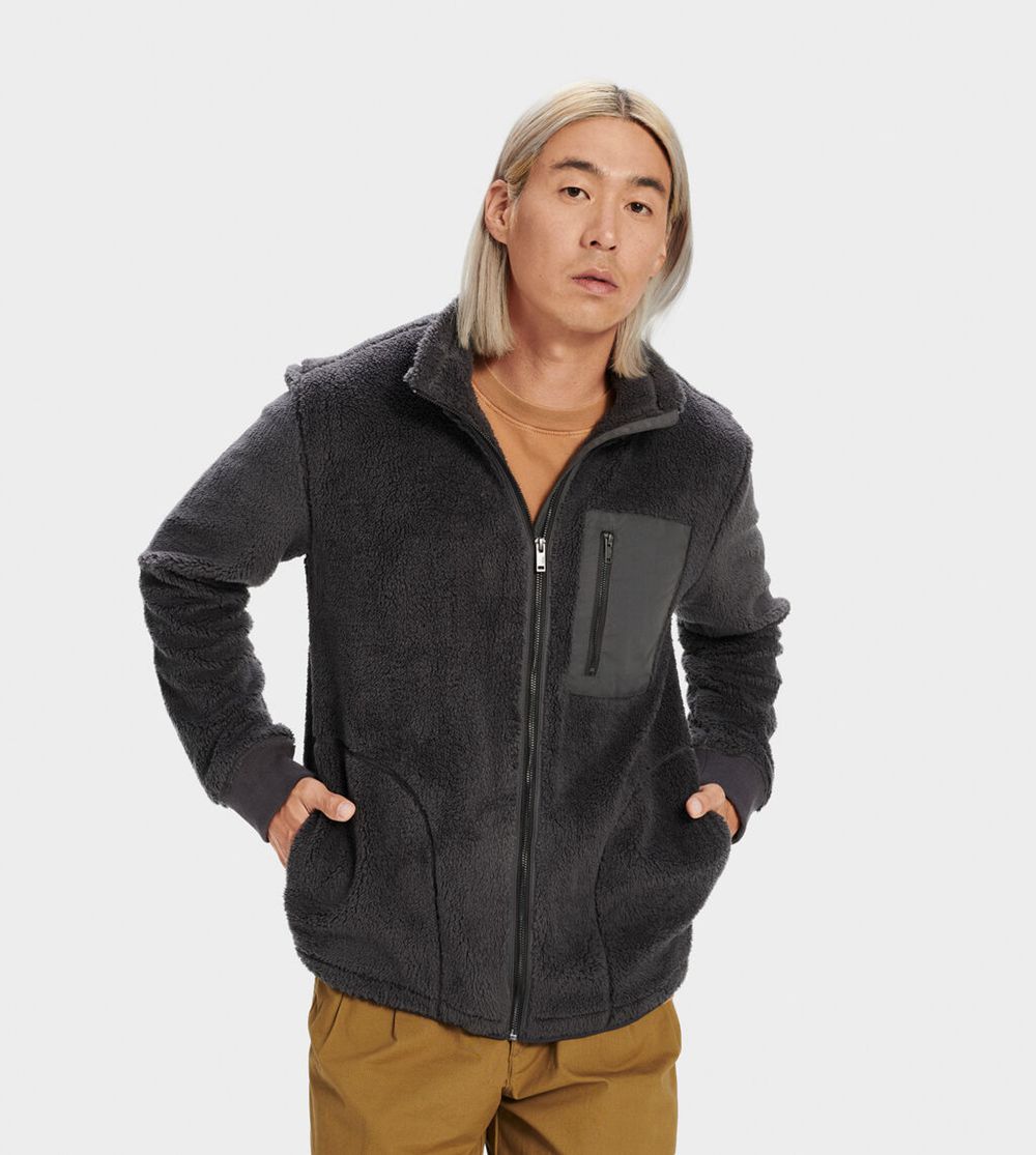 Ugg Jackets Canada - Ugg Men's Lucas Sherpa Zip-Up Grey